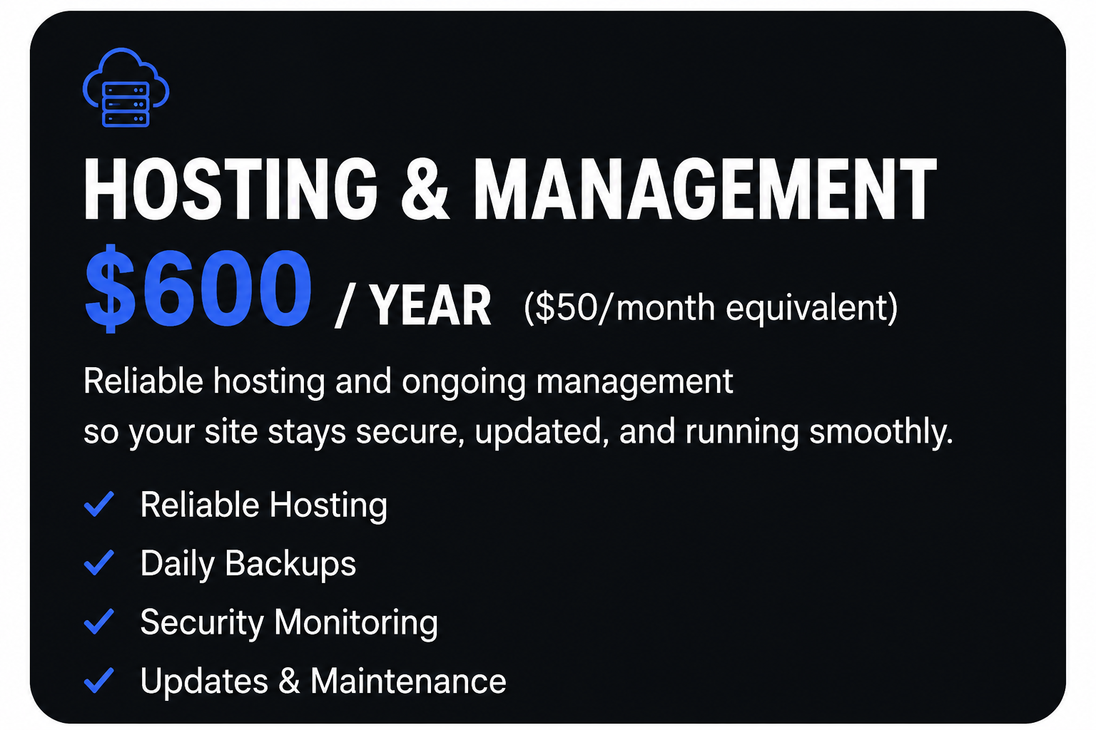 Hosting and Management Pricing